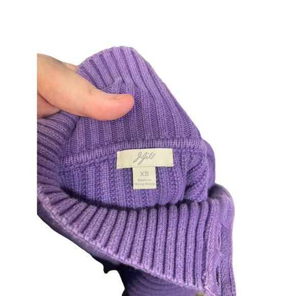J Jill Size Xsmall Purple Ribbed Turtleneck Sweater Buttons at Neck - Picture 6 of 7